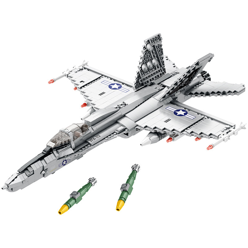 F-18 Super Hornet - Kit de Construcción Premium con Alas Móviles y Misiles Desplegables