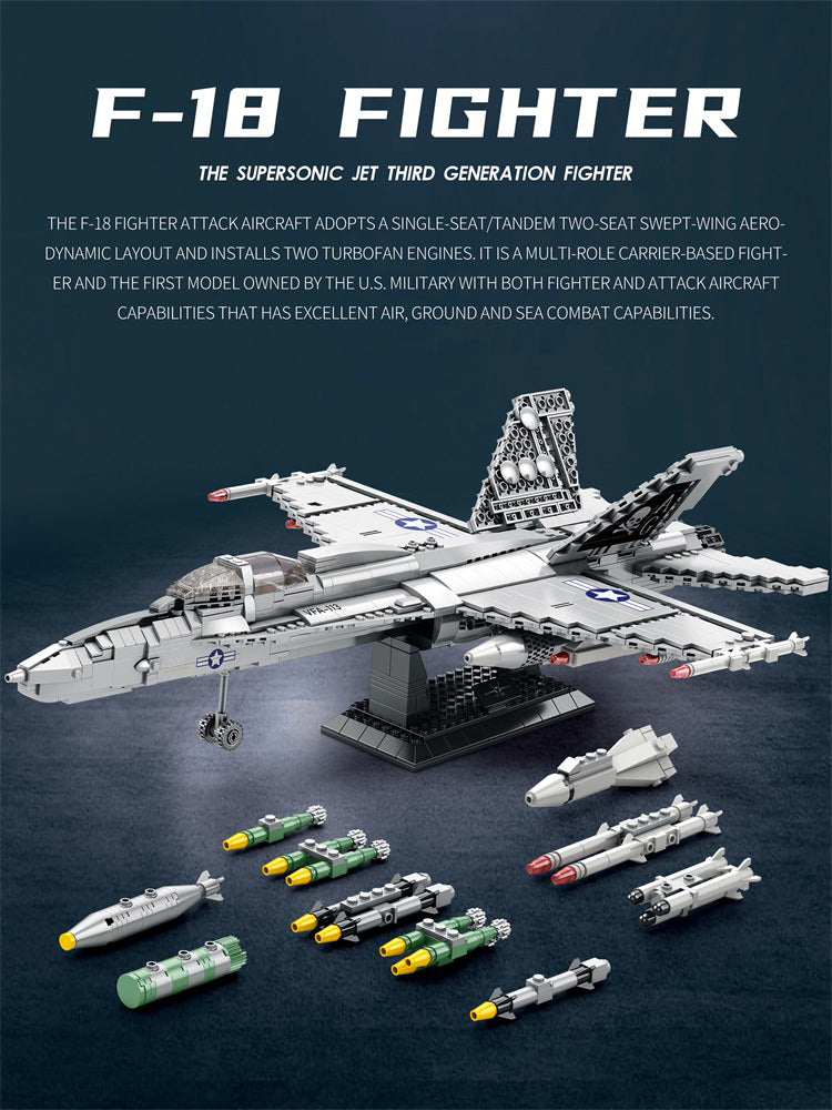 F-18 Super Hornet - Kit de Construcción Premium con Alas Móviles y Misiles Desplegables