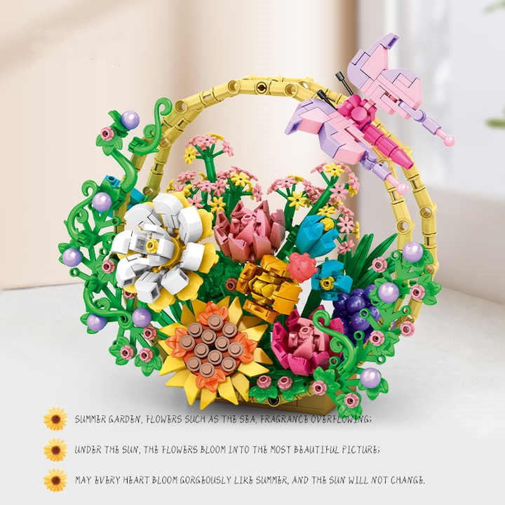 Jardín de Flores Ensamblables "Verano Florido" – Decoración Vibrante para el Hogar