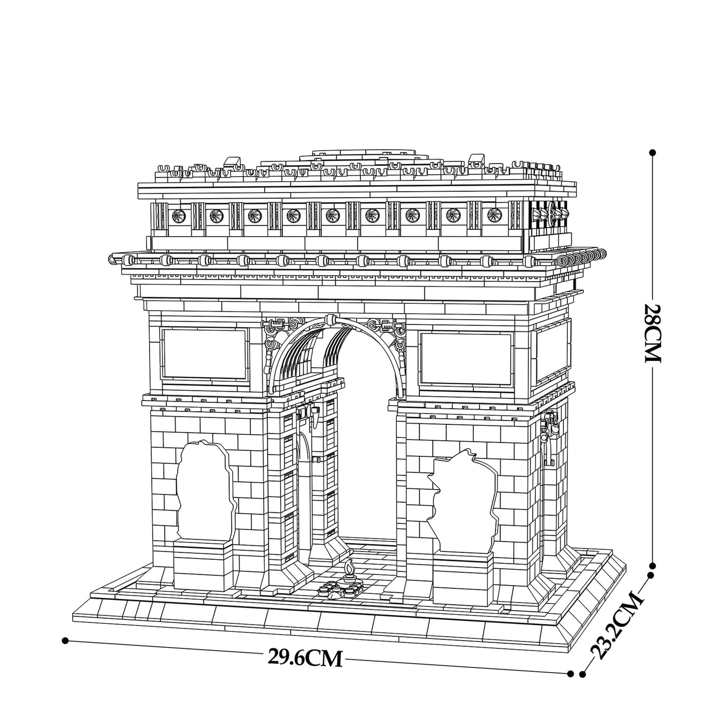 Arco del Triunfo con Relieve Detallado