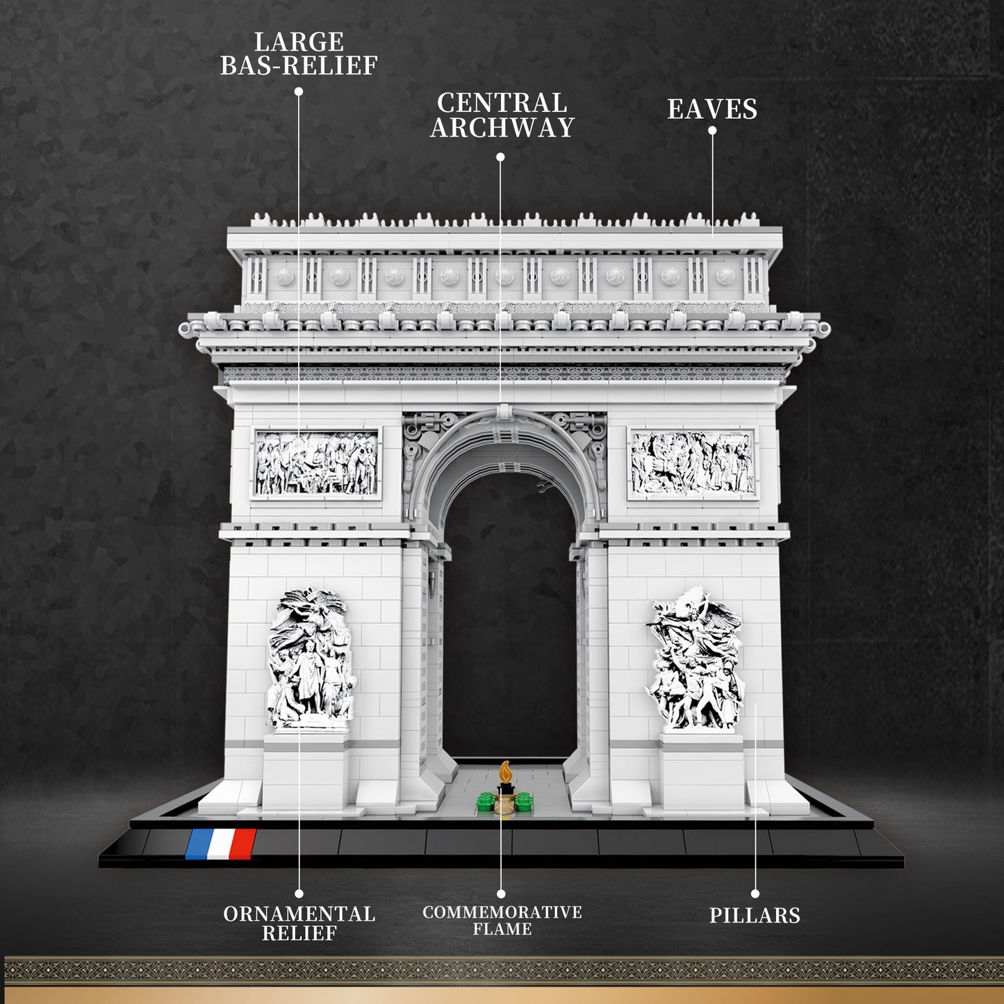 Arco del Triunfo con Relieve Detallado